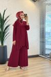 5005 Sandy Piliseli Pantolon Takım Bordo