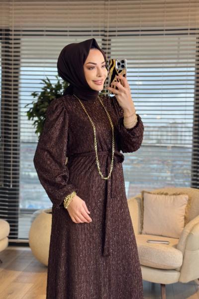 5062 Lokma Elbise Kahve