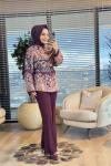 51199 Etnik Desen Jakarlı Ceket Bordo