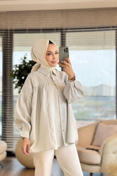 5141 Roba Nervür Dikişli Gömlek Gri