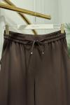 5618 Elegance Beli Lastikli Dar Paça Pantolon Kahve