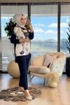6185 Önü Batik Desen Takım Lacivert