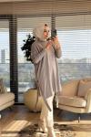 7011 Dicle Yanları Düğmeli Tunik Gri