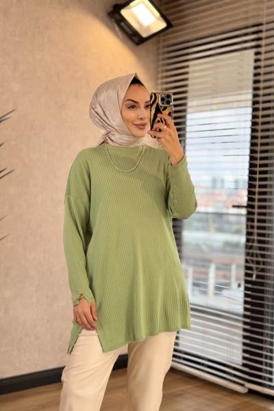 7015 Fitilli Vanezia Triko Tunik Çağla