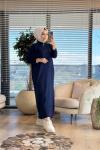 7025 Patı Fermuarlı Vanezia Elbise Siyah