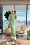 7025 Patı Fermuarlı Vanezia Elbise Çağla