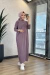 7029 Sol Taraf Zebra Desen Triko Elbise Gül