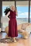 71013 Dört Düğme Yelek Etekli Takım Bordo