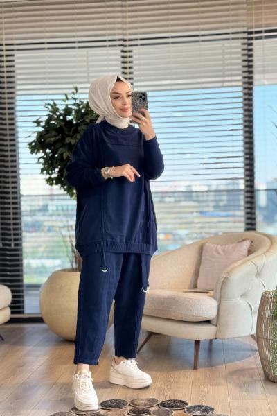 7187 Aden Trikolu İki İplik Takım Lacivert