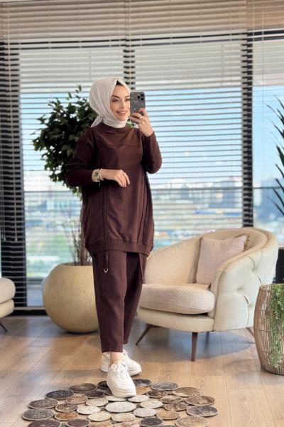 7187 Aden Trikolu İki İplik Takım Kahve
