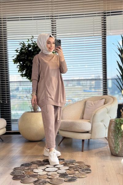 7187 Aden Trikolu İki İplik Takım Bej