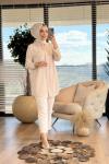 7299 Tencel Sol Göğüs Boncuk Dal İşli Gömlek Ekru