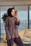 7465 Oysho Kolları Bağcıklı Tunik Kahve