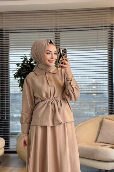 7477 Klasik Takım Bej