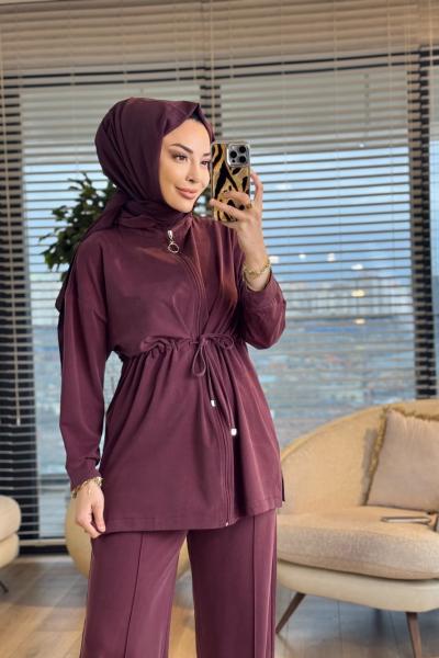 7481 Oysho Beli Bağcıklı Ferm. Takım Bordo