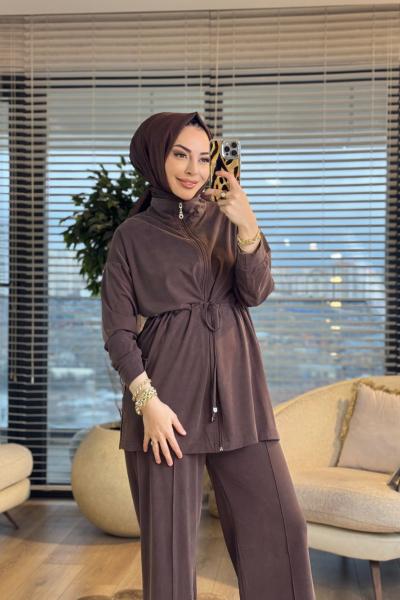 7481 Oysho Beli Bağcıklı Ferm. Takım Kahve