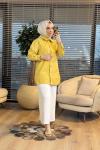 7486 Omuz Zımba Yıldız Detaylı Kot Ceket Sarı