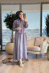 7510 Omzu Parçalı Etekli Takım Gri