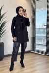 7889 Bukle Dört Düğmeli Yelek Siyah