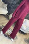 8039 Boyuna Sim Çizgili Triko Pant. Takım Bordo