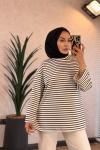9000 Çizgili Osyho Sweatshirt Siyah