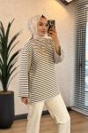 9000 Çizgili Osyho Sweatshirt Kahve