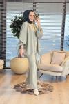 9033 Yarasa Kol Pantolon Dikişli Takım Çağla