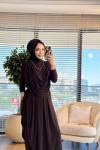 HWN6274 Beyza Şalvarlı Takım Kahve