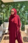 HWN6294 Lilyum Şalvarlı Takım Bordo