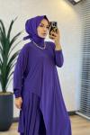 HWN6294 Lilyum Şalvarlı Takım Mor