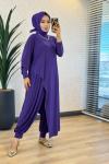 HWN6294 Lilyum Şalvarlı Takım Mor