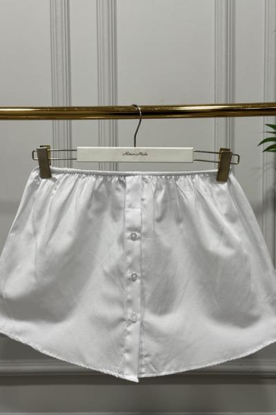 HWN9022 Ön Düğmeli Etek İçlik Beyaz