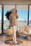 MRW1503 Basic Düğme Triko Tunik Vizon