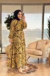 MRW1745 Desenli Elbise Gold