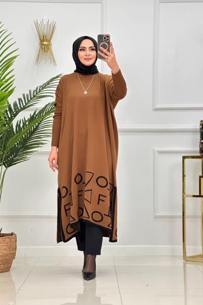 GÖZDE TRİKO TUNİK-KAHVERENGİ