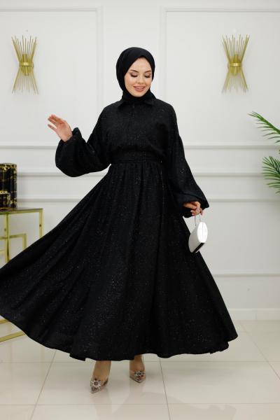 IŞILTI ELBİSE-SİYAH