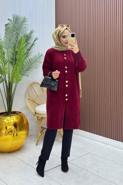 Angora Hırka Bordo Bordo