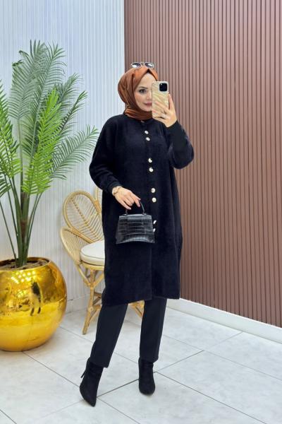 Angora Hırka Bordo Siyah