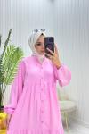 Bal Tesettür Elbise Pembe Pembe