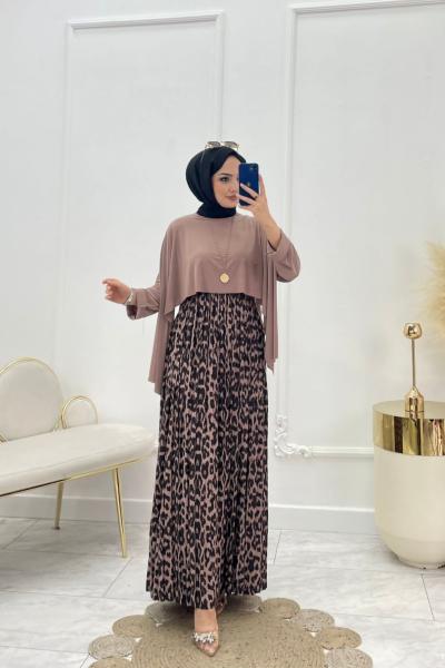 Bella Tesettür Elbise Vizon Vizon