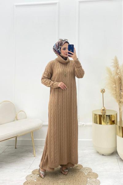 Beyza Tesettür Takım Camel  Camel