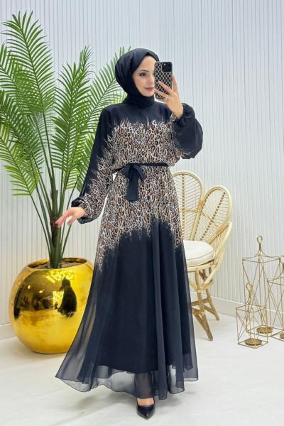 Bonni Tesettür Elbise Siyah Siyah