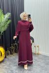 Canan Pelerinli Elbise Bordo Bordo
