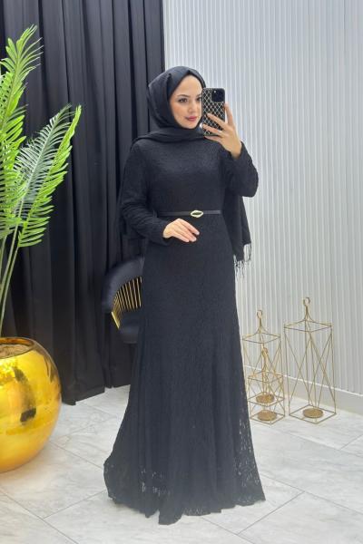 Dantel Elbise Siyah Siyah