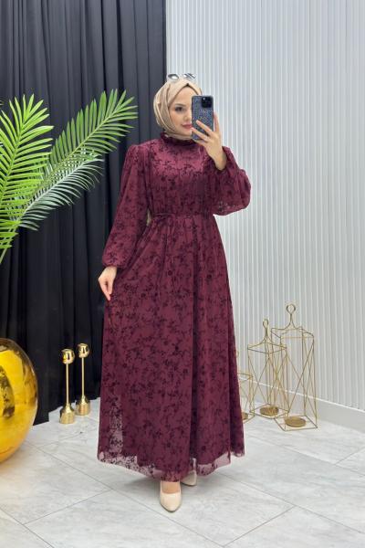 Diyar Elbise Bordo Bordo