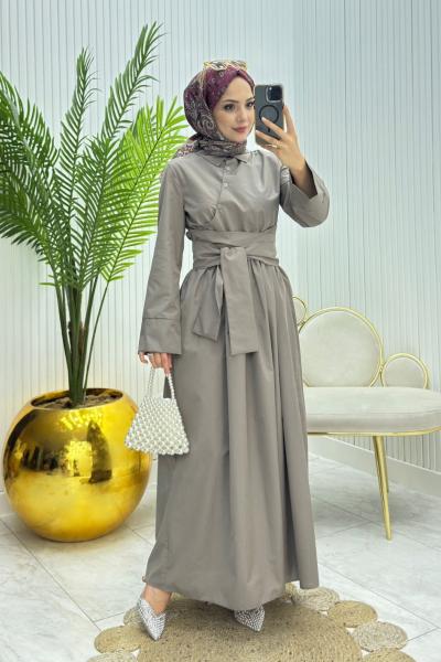 Duha Tesettür Elbise Toprak Toprak