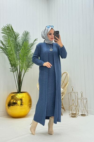 Eda Tesettür Takım İndigo  İndigo