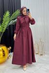 Fular Detay Elbise Bordo Bordo