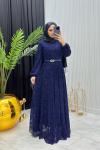 Gonca Dantel Elbise Lacivert  Lacivert