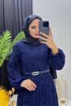 Gonca Dantel Elbise Lacivert  Lacivert